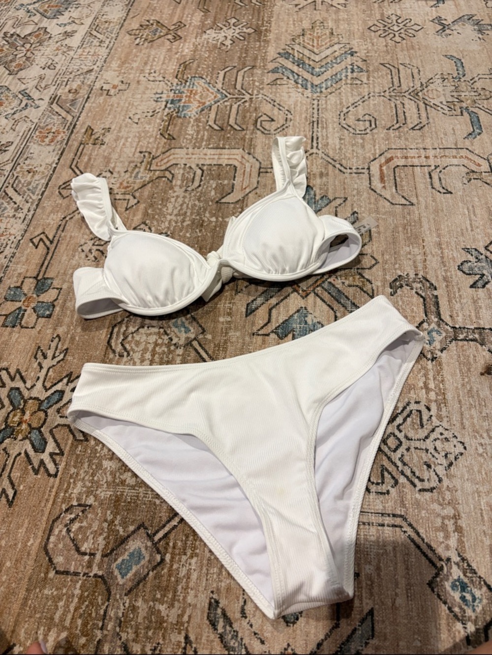 SHEIN White Ribbed Underwire Bikini Set